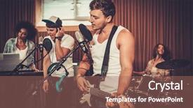  Presentation with music band - Amazing theme having multiracial music band performing backdrop and a coral colored foreground