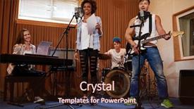  Presentation with music band - Colorful theme enhanced with multiracial music band performing backdrop and a  colored foreground