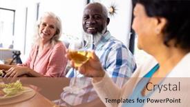  Presentation with holding hands - Presentation theme with multiracial-senior-couple-holding-hands background and a  colored foreground