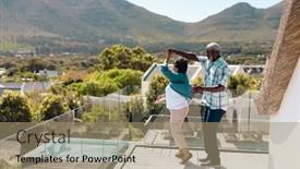  Presentation with salsa dance - Slides having multiracial-senior-friends-doing-salsa background and a coral colored foreground