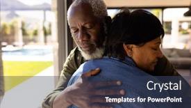  Presentation with assisted living - Theme featuring multiracial-senior-man-with-eyes background and a ocean colored foreground