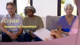  Presentation with counseling session - PPT layouts enhanced with multiracial-seniors-looking-at-female background and a tawny brown colored foreground