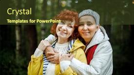  Presentation with friendship day - Slide set with multiracial-women-having-fun-during background and a tawny brown colored foreground