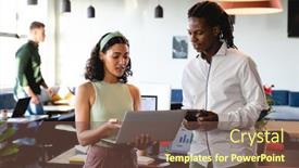  Presentation with workplace diversity - Slides enhanced with multiracial-young-businessman-and-businesswoman background and a tawny brown colored foreground