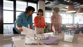  Presentation with workplace diversity - Slides with multiracial-young-design-professionals-planning background and a coral colored foreground