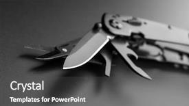  Presentation with knife attack - Presentation design featuring army - multitool knife background and a dark gray colored foreground