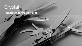  Presentation with knife stand - Beautiful slide deck featuring army - multitool knife backdrop and a gray colored foreground