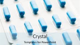  Presentation with pills - Slide deck with multivitamin - blue capsule pills blister pack background and a light blue colored foreground