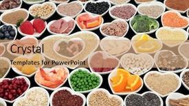  Presentation with food body - Theme with multivitamin - large body building and health background and a coral colored foreground