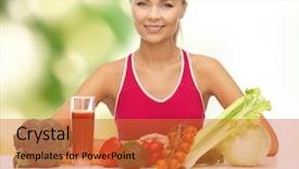  Presentation with health-care - Presentation theme enhanced with multivitamin - people healthy eating vegetarian background and a red colored foreground