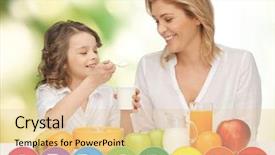  Presentation with family healthy eating - Beautiful theme featuring multivitamin - people healthy lifestyle family backdrop and a lemonade colored foreground