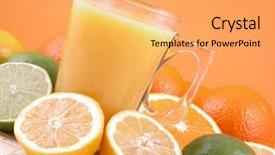  Presentation with lemons - Slide set featuring multivitamins natural juice - oranges lemons and limes background and a yellow colored foreground