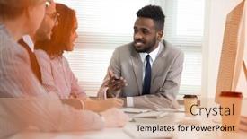  Presentation with ethnic group - Cool new PPT theme with multy-ethnic-group-of-business backdrop and a coral colored foreground