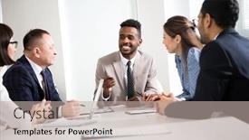  Presentation with ethnic group - Slides with multy-ethnic-group-of-business background and a mint green colored foreground