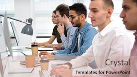  Presentation with ethnic group - Beautiful presentation design featuring multy-ethnic-group-of-students backdrop and a soft green colored foreground