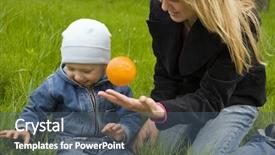  Presentation with play - Amazing presentation theme having mum with the boy play on a grass with an orange the boy is three years old backdrop and a ocean colored foreground