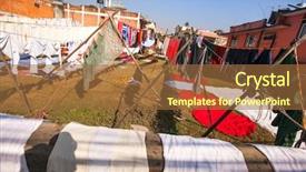  Presentation with laundry - Cool new slide set with mumbai - colorful wet clothes washed laundry backdrop and a tawny brown colored foreground