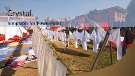  Presentation with washing clothes quotes - PPT theme consisting of mumbai - colorful wet clothes washed background and a light blue colored foreground