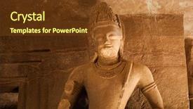  Presentation with caves - Slide deck having mumbai - statue at elephanta caves maharashtra background and a  colored foreground