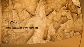  Presentation with caves - Colorful slide set enhanced with mumbai - statues at elephanta caves maharashtra backdrop and a gold colored foreground