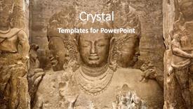  Presentation with caves - Slide set consisting of mumbai - trimurti sculpture at elephanta caves background and a coral colored foreground