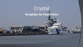  Presentation with coast guard ship - Slide set enhanced with mumbai-india-february-15-2020 background and a  colored foreground