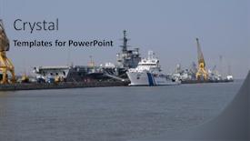  Presentation with coast guard ship - Slides having mumbai-india-february-15-2020 background and a  colored foreground