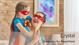  Presentation with mother child - Beautiful slide set featuring mums - mother and her child playing backdrop and a coral colored foreground