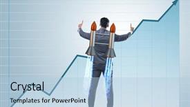  Presentation with business jet - Audience pleasing slides consisting of mundial economy - man with jet pack backdrop and a light blue colored foreground