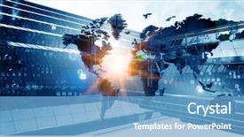  Presentation with international business - Amazing PPT theme having mundial economy - modern international business backdrop and a teal colored foreground