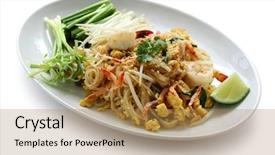  Presentation with pad thai - Colorful slide deck enhanced with mung bean - pad thai stir fry noodles backdrop and a gold colored foreground