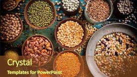  Presentation with rustic - PPT theme with mung bean - raw legume on old rustic background and a tawny brown colored foreground