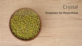  Presentation with bowl - Colorful PPT layouts enhanced with mung-bean-green-moong-dal backdrop and a coral colored foreground
