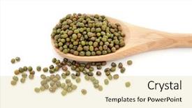  Presentation with spoon - Beautiful PPT theme featuring mung bean pulses in a wooden spoon over white background backdrop and a lemonade colored foreground