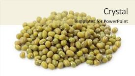  Presentation with coffee beans on a white - Cool new theme with mung beans isolated on white backdrop and a yellow colored foreground