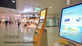  Presentation with airport terminal - Colorful presentation theme enhanced with munich-germany-circa-january-2020 backdrop and a coral colored foreground