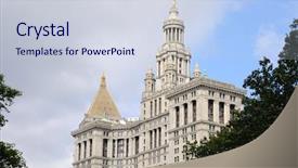  Presentation with new york state - Theme with municipal building in new york background and a  colored foreground