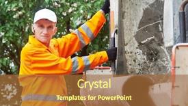  Presentation with trash truck - Cool new presentation theme with municipal recycling garbage collector truck backdrop and a red colored foreground