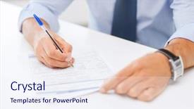  Presentation with education - Slide set consisting of young woman practicing yoga white background and a light gray colored foreground