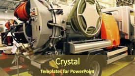  Presentation with cleaning service - Colorful slide set enhanced with municipality service - communal cleaning machine on exhibition backdrop and a tawny brown colored foreground