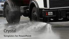  Presentation with city roads - Amazing presentation theme having municipality service - municipal car for cleaning roads backdrop and a light gray colored foreground