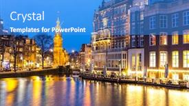  Presentation with amsterdam - Slide deck with munttoren-tower-at-muntplein-square background and a teal colored foreground