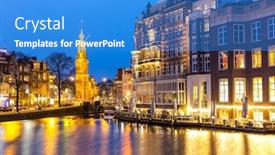  Presentation with amsterdam - PPT layouts with munttoren-tower-at-muntplein-square background and a teal colored foreground