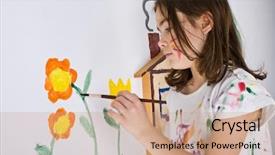  Presentation with painting - Cool new presentation theme with mural - girl painting on wall backdrop and a coral colored foreground