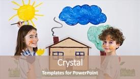  Presentation with painting - Presentation theme having mural - kids painting on wall background and a coral colored foreground