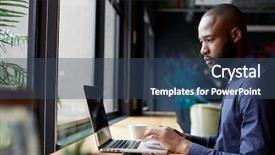  Presentation with creative - Presentation design consisting of mural - mid adult black male creative background and a ocean colored foreground