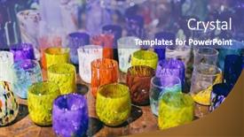  Presentation with italy art - PPT theme with murano-glass-exhibition-of-handmade background and a ocean colored foreground