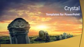  Presentation with crow - Audience pleasing theme consisting of murder mystery - crow sitting on a gravestone backdrop and a ocean colored foreground