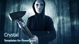  Presentation with dark forest - Theme enhanced with murder mystery - masked armed hitman in dark background and a navy blue colored foreground