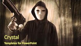  Presentation with foggy forest - Theme having murder mystery - masked armed hitman in dark background and a wine colored foreground